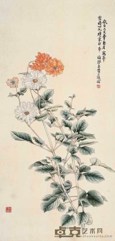 黄士陵 己亥（1899）作 秋菊图 立轴 108×52cm